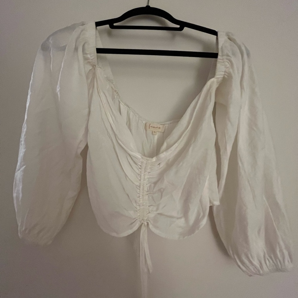 White cropped off the shoulder blouse